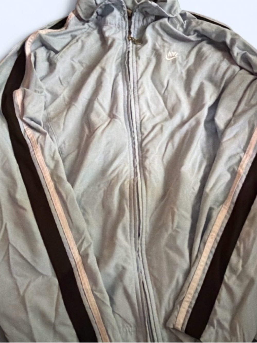 Nike Women's Light Gray Performance Jacket with Black Stripe